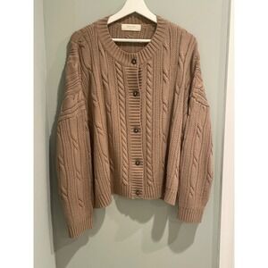 Cable Knit Button Front Oversized Cardigan Medium